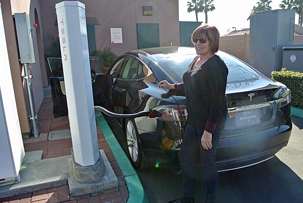 Patty at the charging station