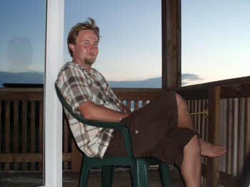C.J. relaxing on the porch