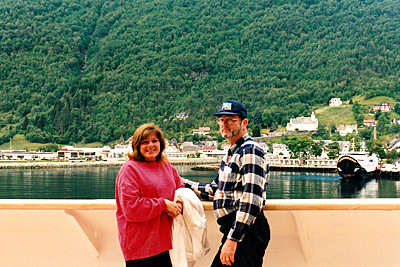 Patty & Craig in front of parked ferry