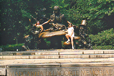 Danielle & Patty at Alice statue in Central Park