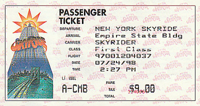 Ticket to go to the top of the Empire State Bldg