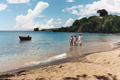 Marilyn, Patty, Ellen in the water in St. Vincent