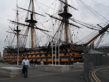 Harry next to HMS Victory