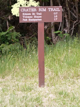 crater rim trailhead signpost