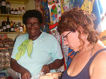 Danielle buying spice in Grenada