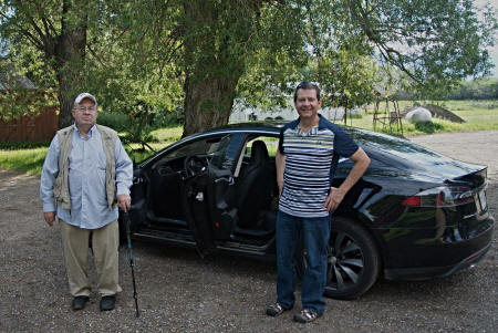 Frank & Ross in front of Tesla