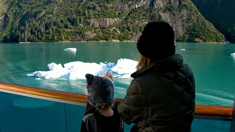 Caleb & Olivia watching an iceberg