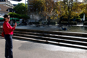 Our guide at Tinguely-Brunnen fountain