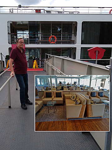 Craig at boat entrance and 3rd deck lounge