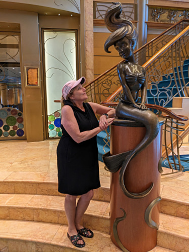 Patty with Ariel statue in the Atrium